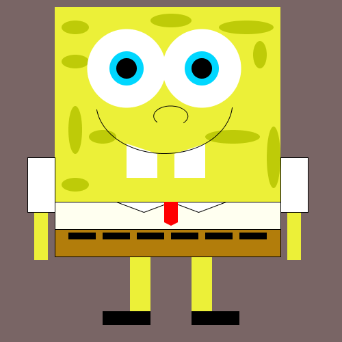 Bob Esponja dibujado en Processing